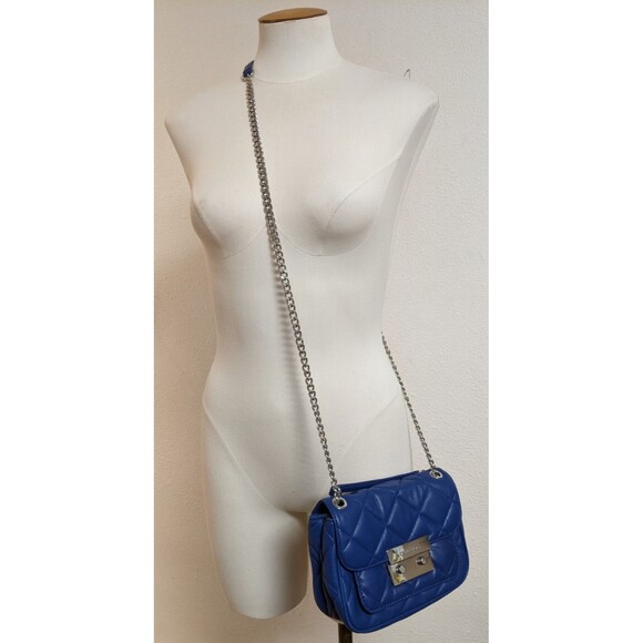 MICHAEL KORS Admiral Blue Lambs Leather Quilted SLOAN Handbag Purse - Picture 3 of 16